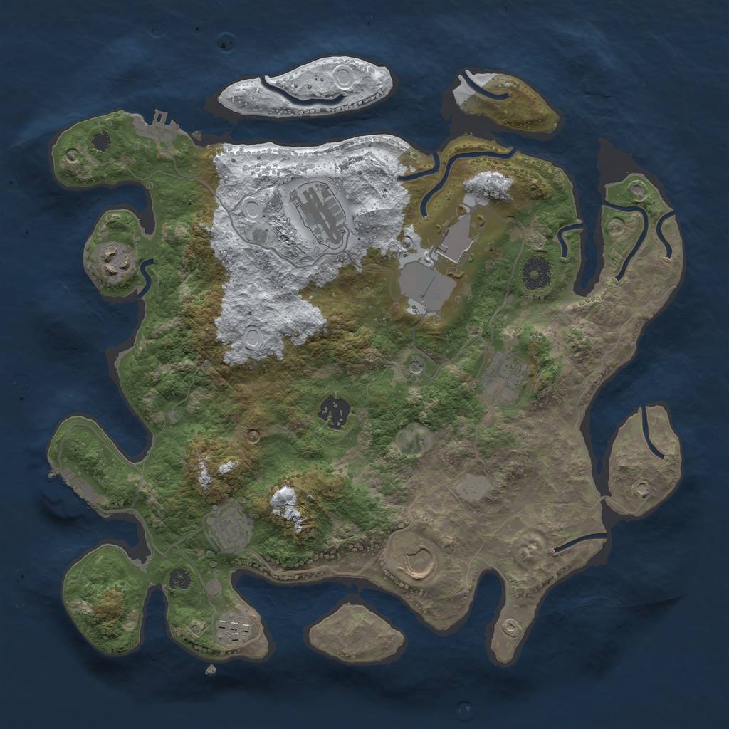 Rust Map: Procedural Map, Size: 3500, Seed: 1198545, 16 Monuments