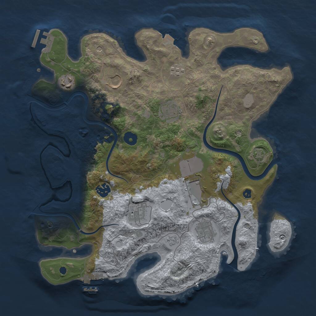 Rust Map: Procedural Map, Size: 3500, Seed: 2259110, 14 Monuments