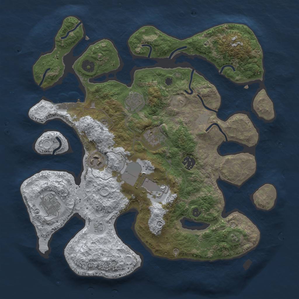 Rust Map: Procedural Map, Size: 3500, Seed: 4140425, 14 Monuments