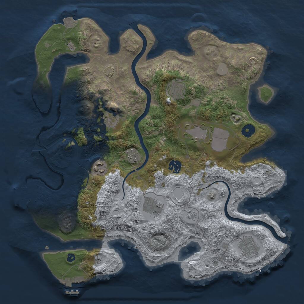 Rust Map: Procedural Map, Size: 3500, Seed: 2096117, 14 Monuments