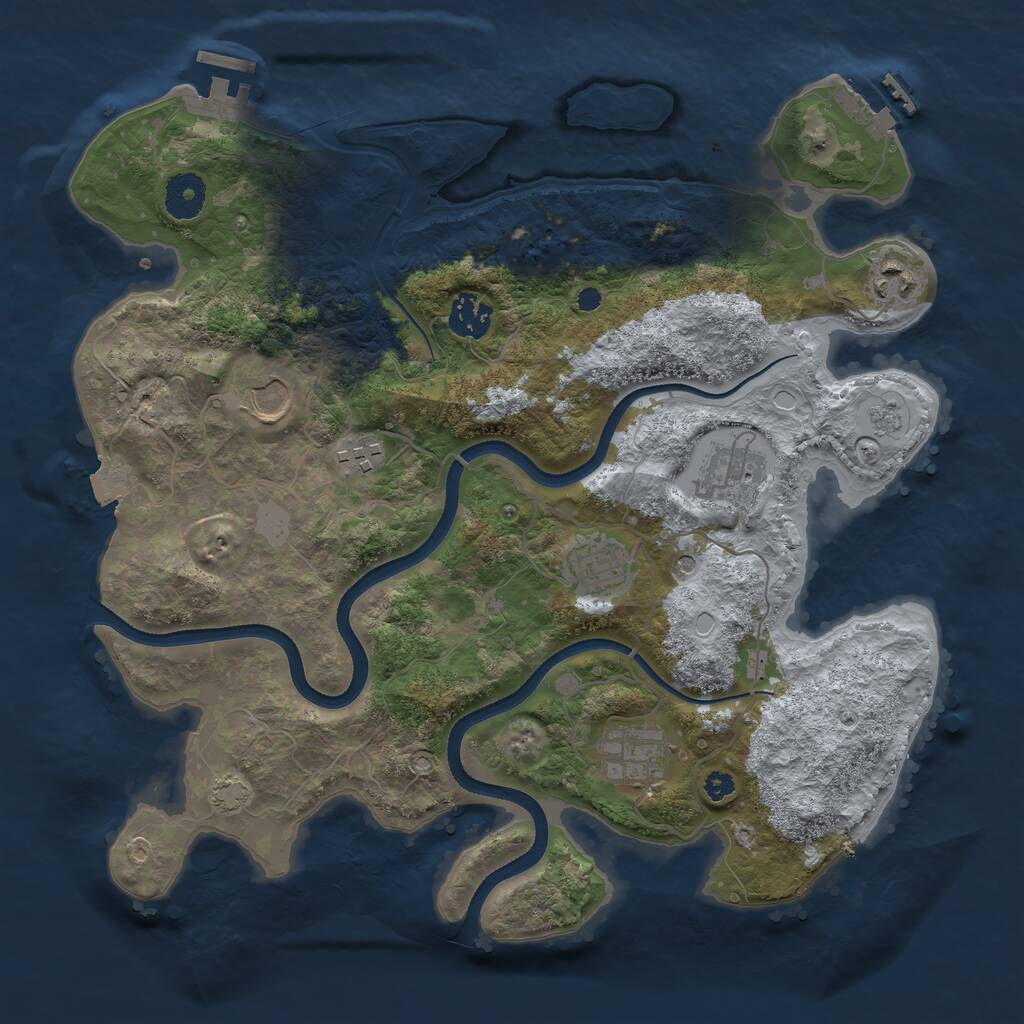 Rust Map: Procedural Map, Size: 3500, Seed: 4011349, 13 Monuments