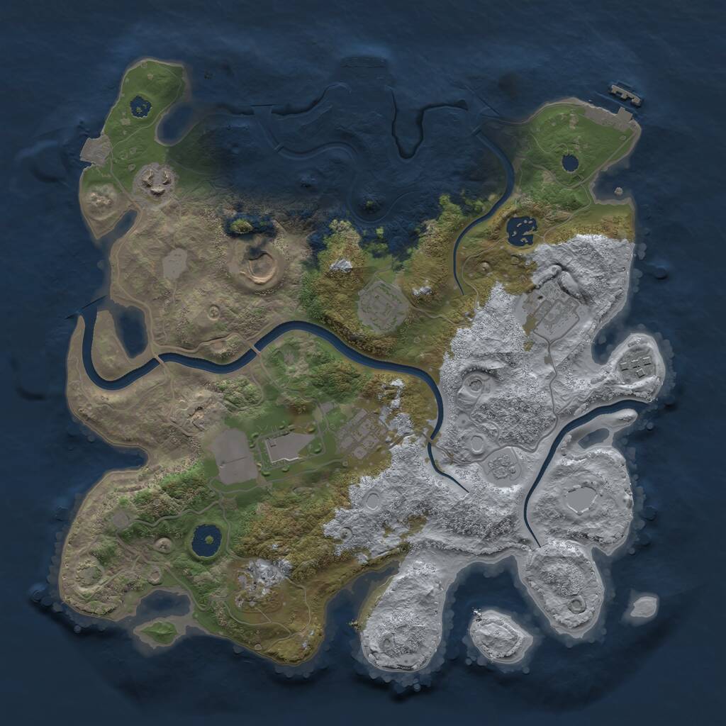 Rust Map: Procedural Map, Size: 3500, Seed: 4475374, 15 Monuments