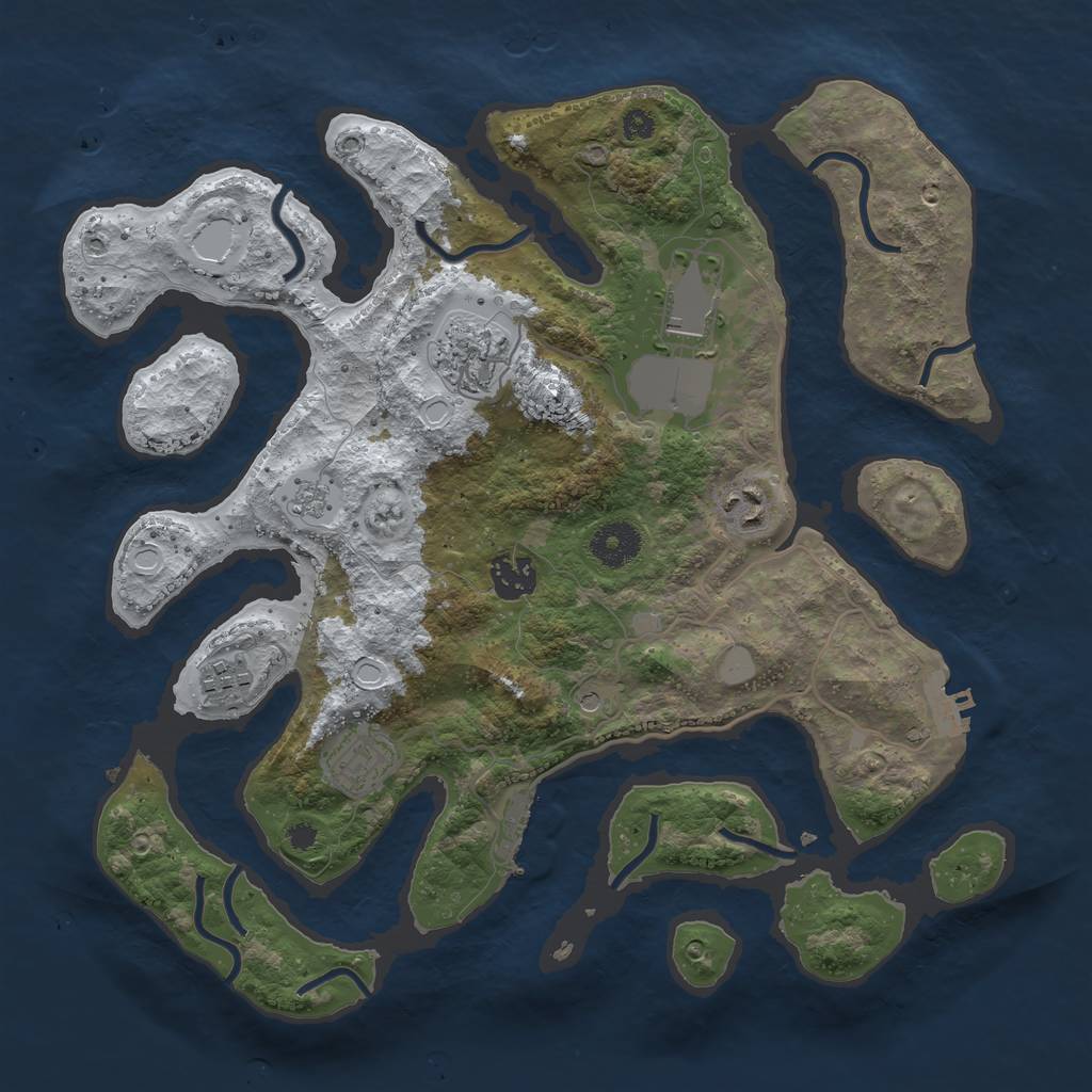 Rust Map: Procedural Map, Size: 3500, Seed: 1246605, 15 Monuments