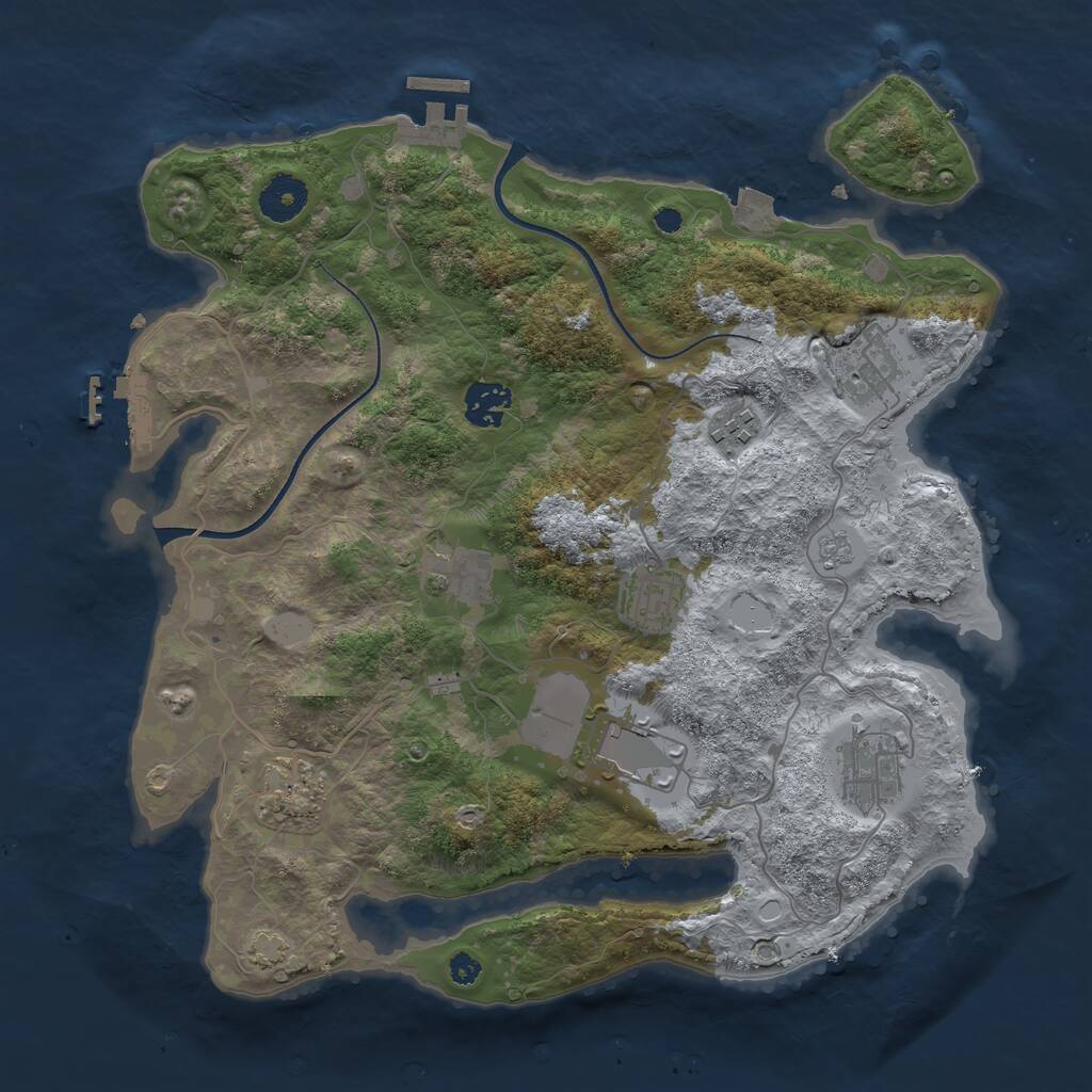 Rust Map: Procedural Map, Size: 3500, Seed: 5649270, 13 Monuments
