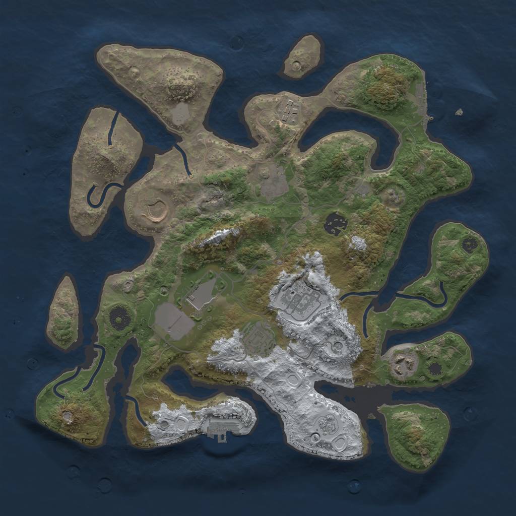 Rust Map: Procedural Map, Size: 3500, Seed: 76290125, 17 Monuments