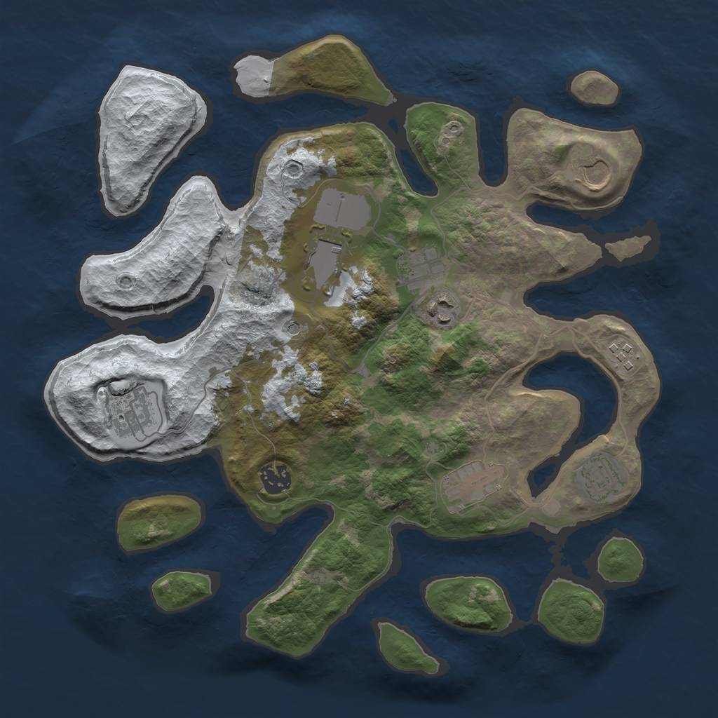 Rust Map: Barren, Size: 3500, Seed: 1638737, 12 Monuments