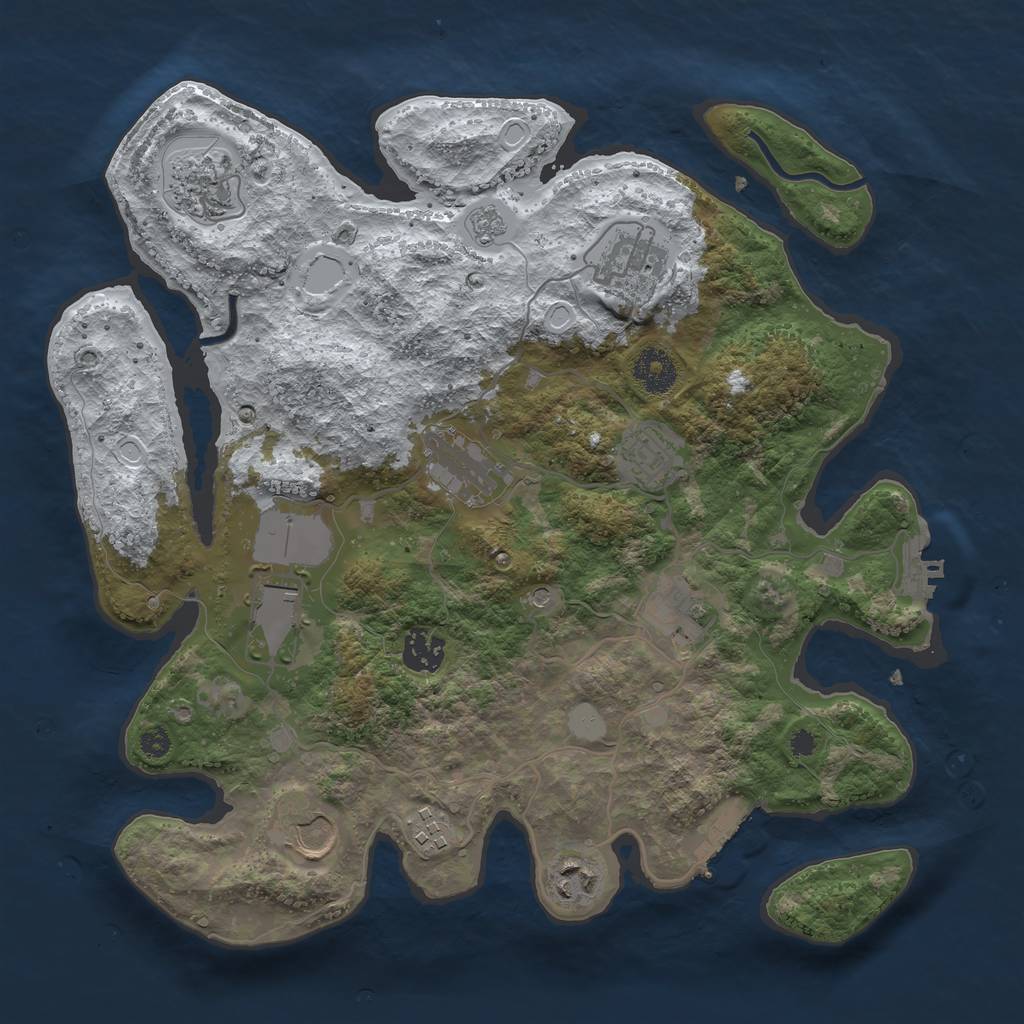 Rust Map: Procedural Map, Size: 3500, Seed: 4510823, 19 Monuments
