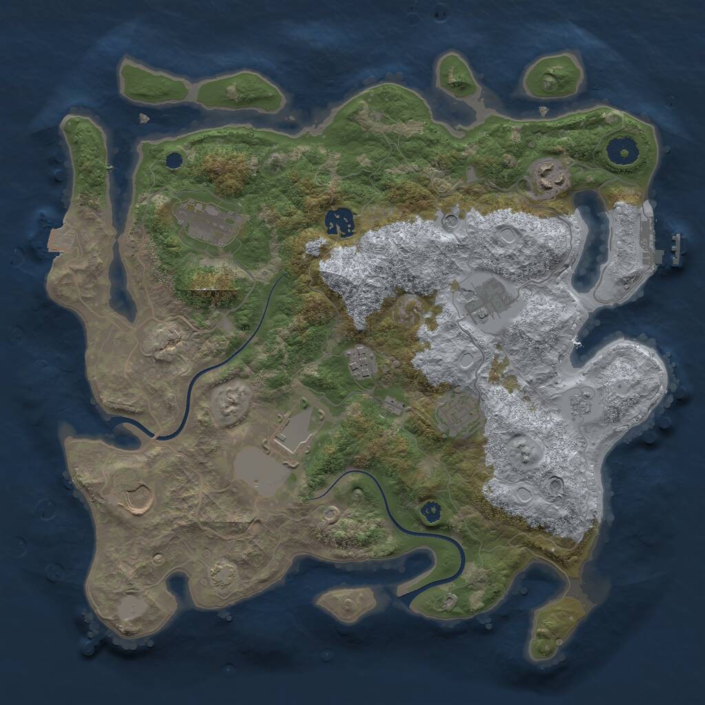 Rust Map: Procedural Map, Size: 3500, Seed: 228841, 13 Monuments