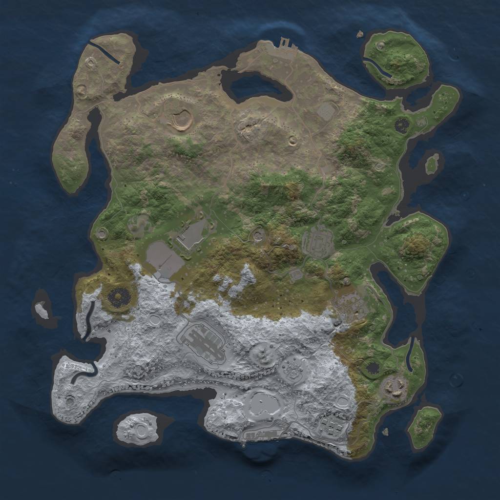 Rust Map: Procedural Map, Size: 3500, Seed: 1161234, 16 Monuments