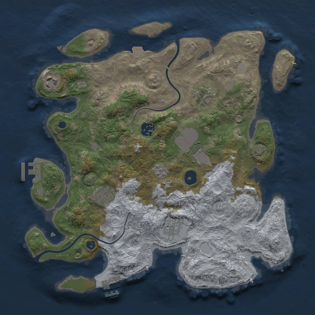 Rust Map: Procedural Map, Size: 3500, Seed: 5093334, 13 Monuments