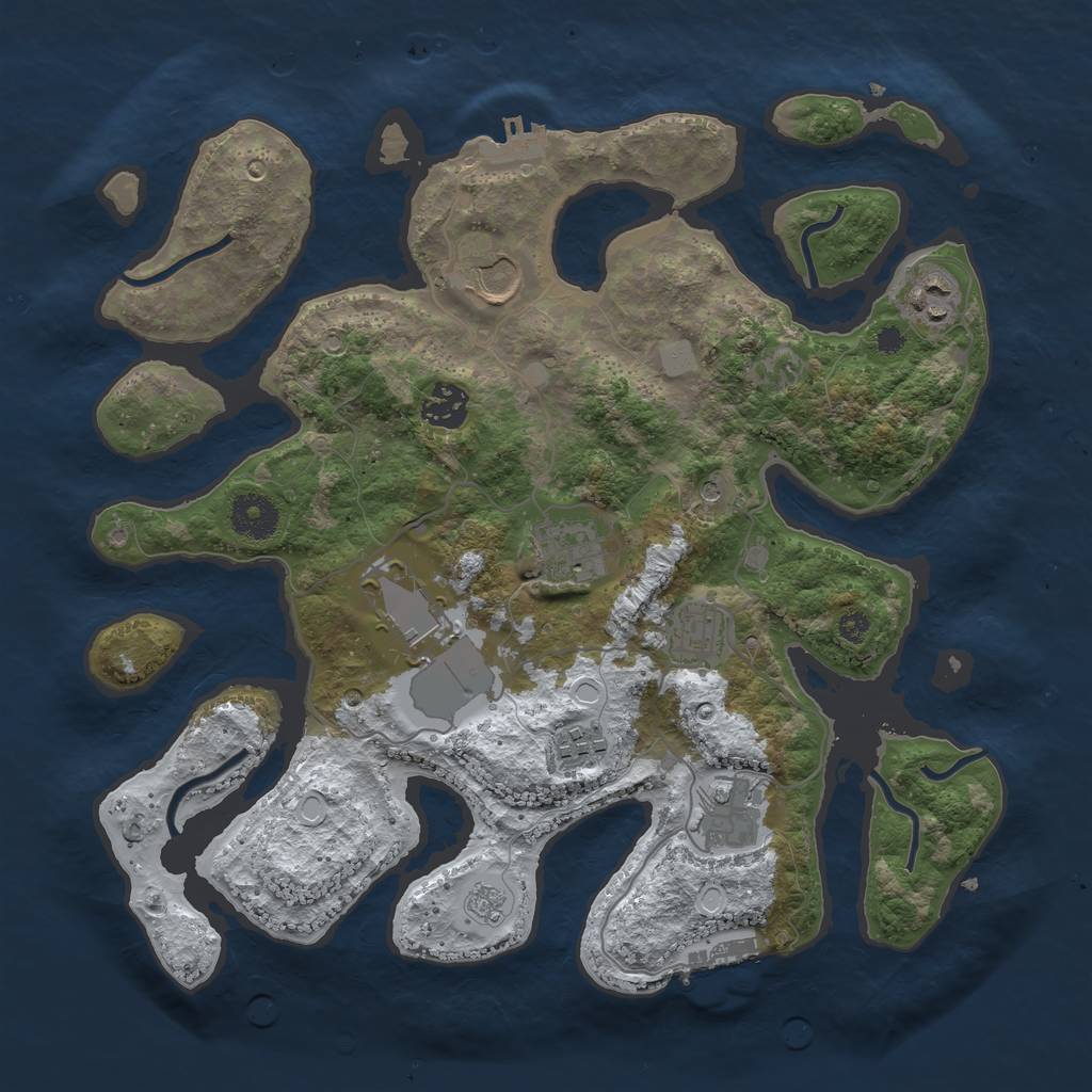 Rust Map: Procedural Map, Size: 3500, Seed: 4443628, 17 Monuments