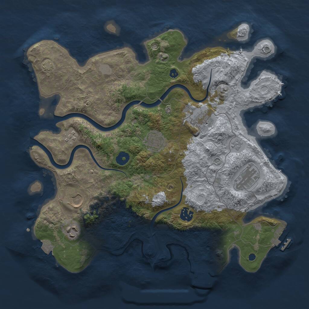 Rust Map: Procedural Map, Size: 3500, Seed: 4448513, 13 Monuments