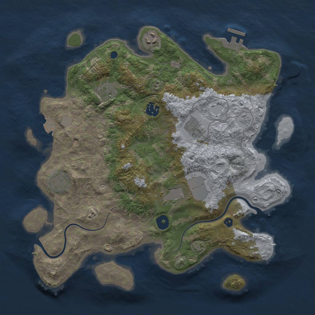 Rust Map: Procedural Map, Size: 3500, Seed: 3779193, 11 Monuments