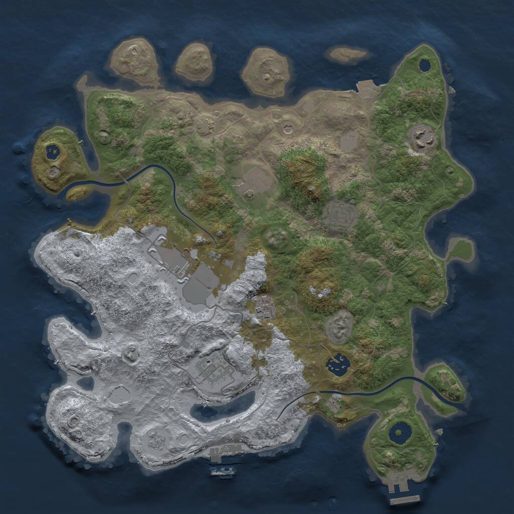Rust Map: Procedural Map, Size: 3500, Seed: 1874034, 13 Monuments