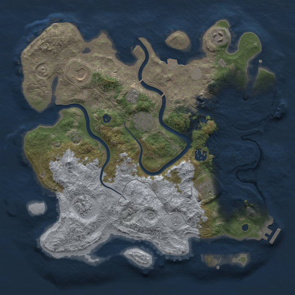 Rust Map: Procedural Map, Size: 3500, Seed: 499592, 13 Monuments