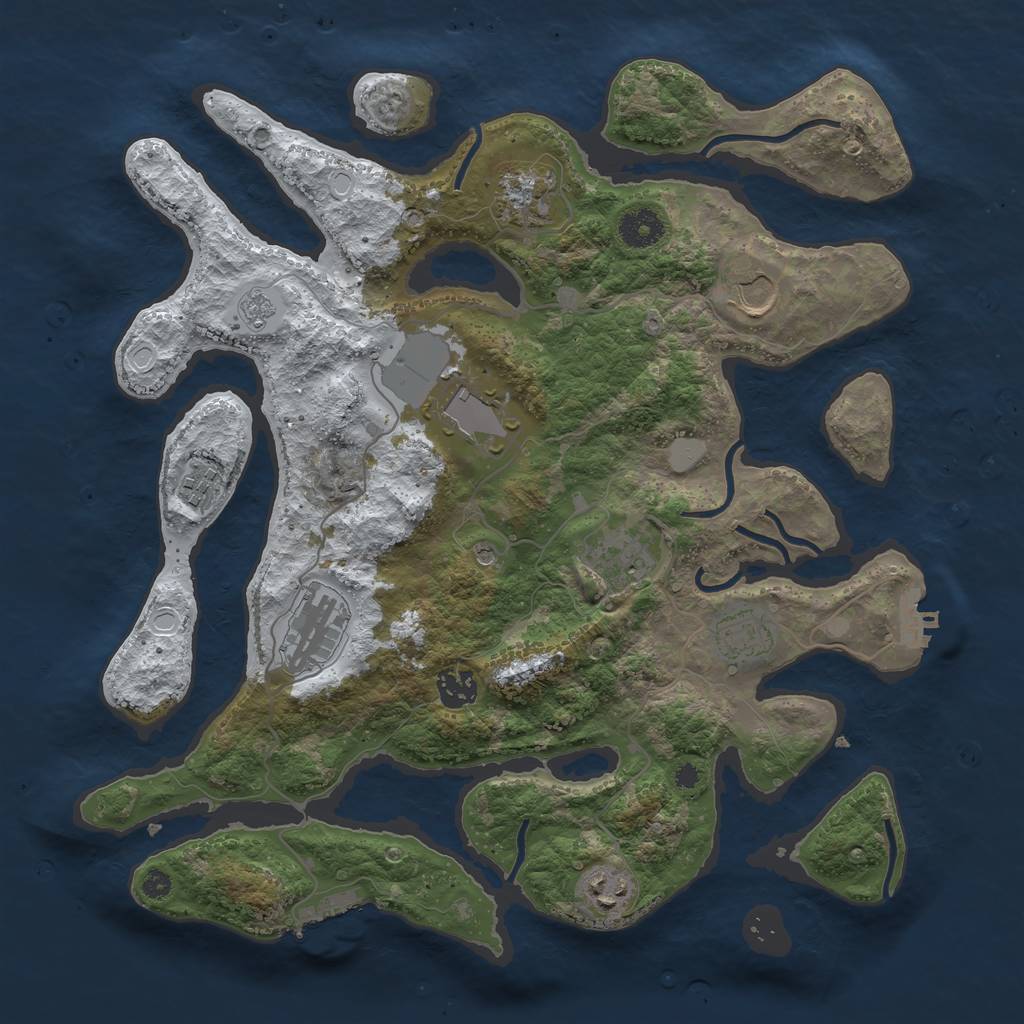 Rust Map: Procedural Map, Size: 3700, Seed: 3450719, 18 Monuments