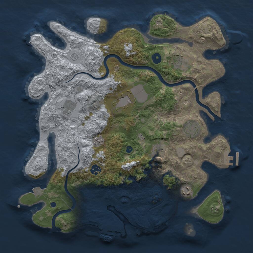 Rust Map: Procedural Map, Size: 3700, Seed: 3450719, 14 Monuments