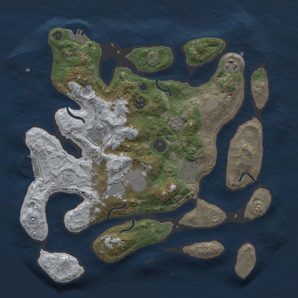 Rust Map: Procedural Map, Size: 3500, Seed: 5851232, 15 Monuments