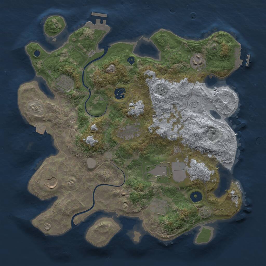 Rust Map: Procedural Map, Size: 3500, Seed: 734561, 14 Monuments