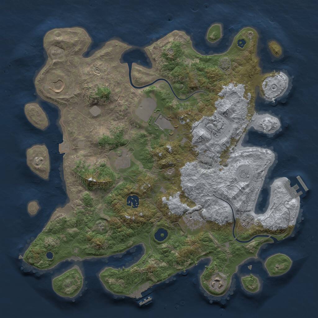 Rust Map: Procedural Map, Size: 3700, Seed: 389497, 14 Monuments