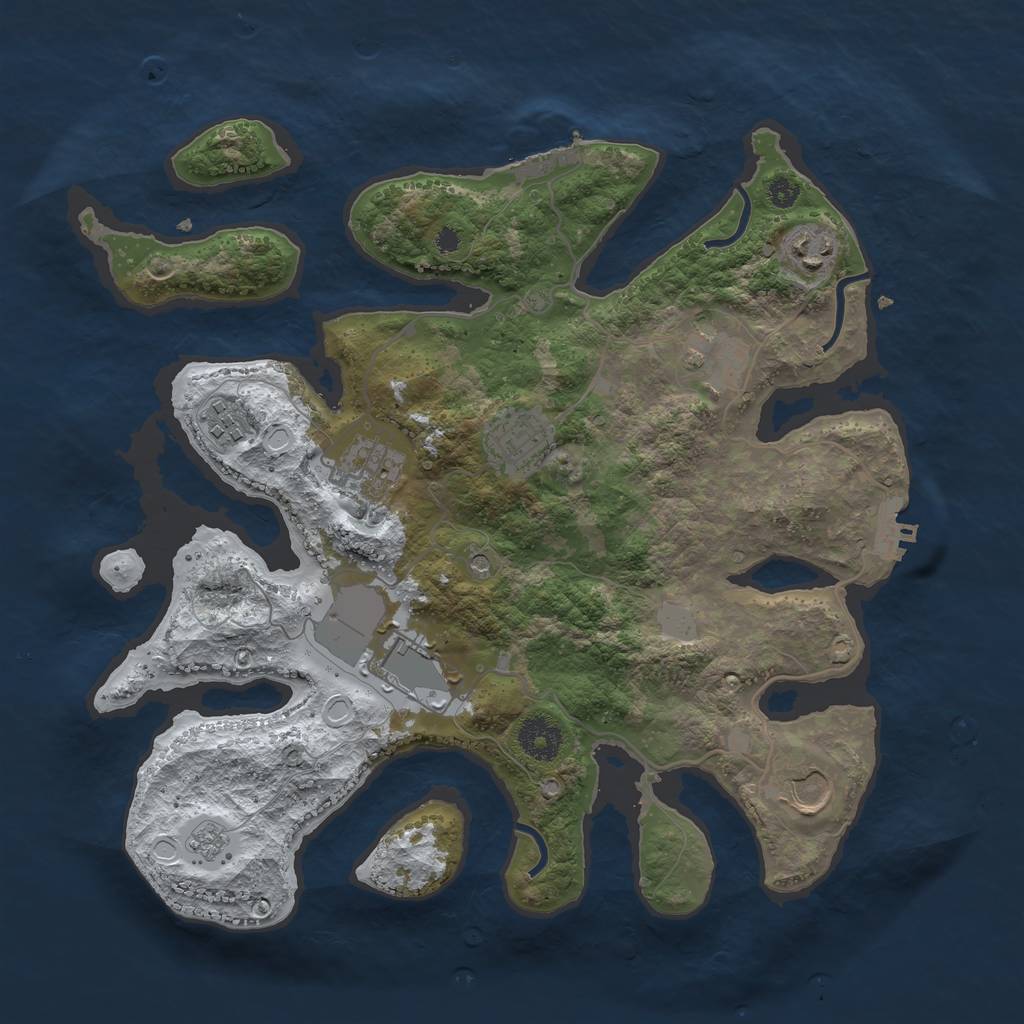Rust Map: Procedural Map, Size: 3500, Seed: 308855, 16 Monuments