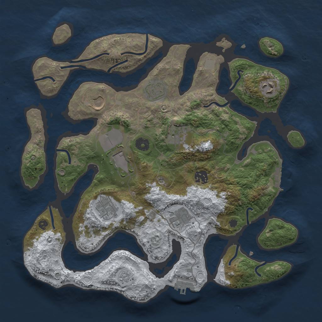 Rust Map: Procedural Map, Size: 3500, Seed: 4115507, 17 Monuments