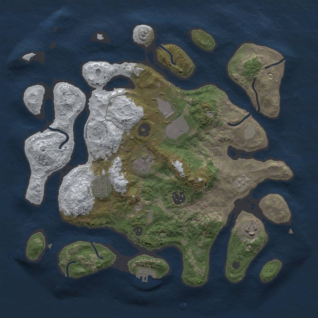 Rust Map: Procedural Map, Size: 3500, Seed: 3185429, 14 Monuments