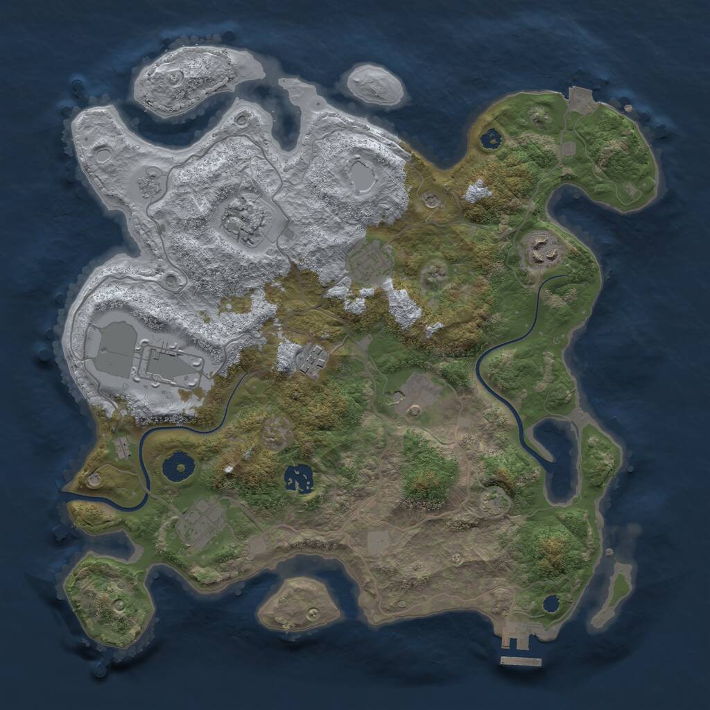 Rust Map: Procedural Map, Size: 3500, Seed: 810554, 13 Monuments