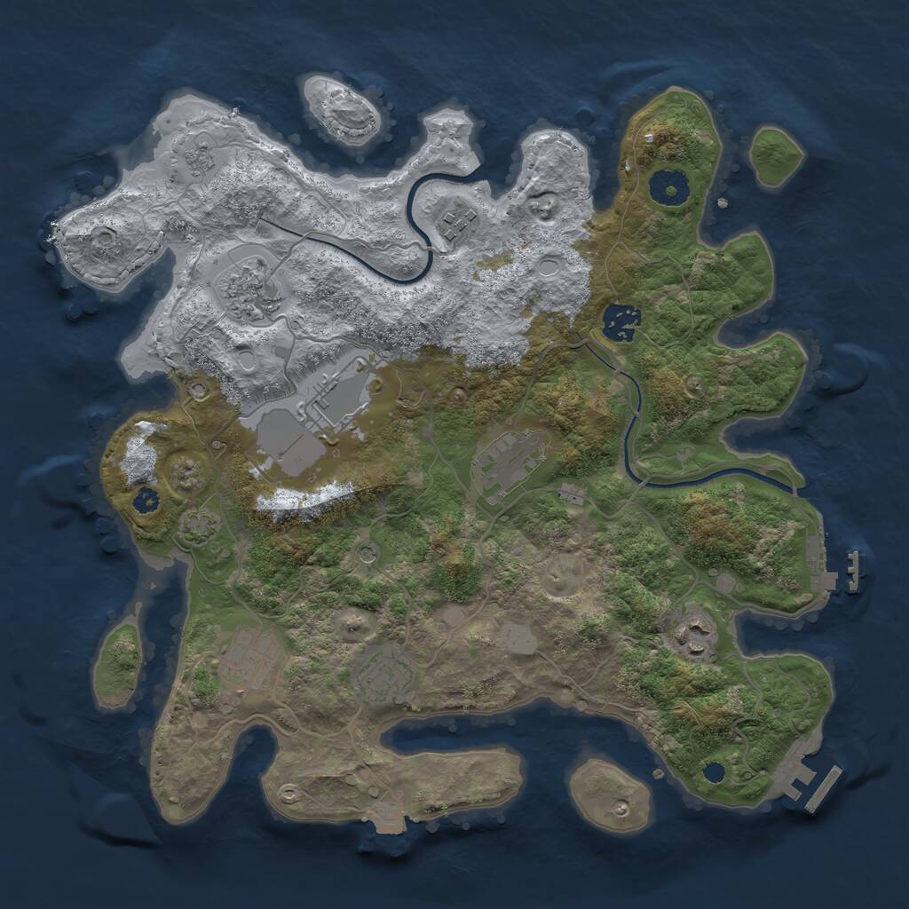 Rust Map: Procedural Map, Size: 3500, Seed: 28261, 14 Monuments