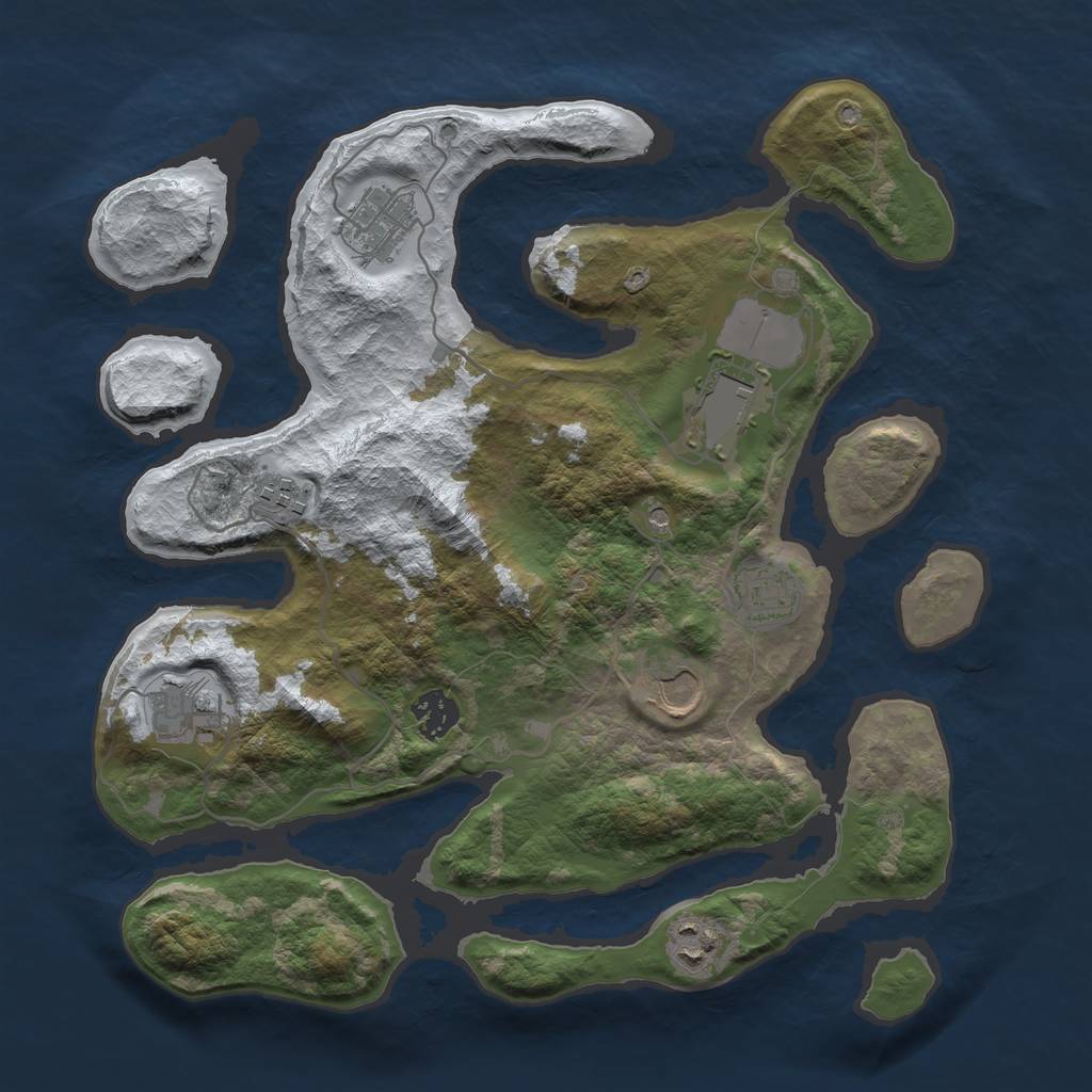 Rust Map: Barren, Size: 3500, Seed: 5928472, 11 Monuments