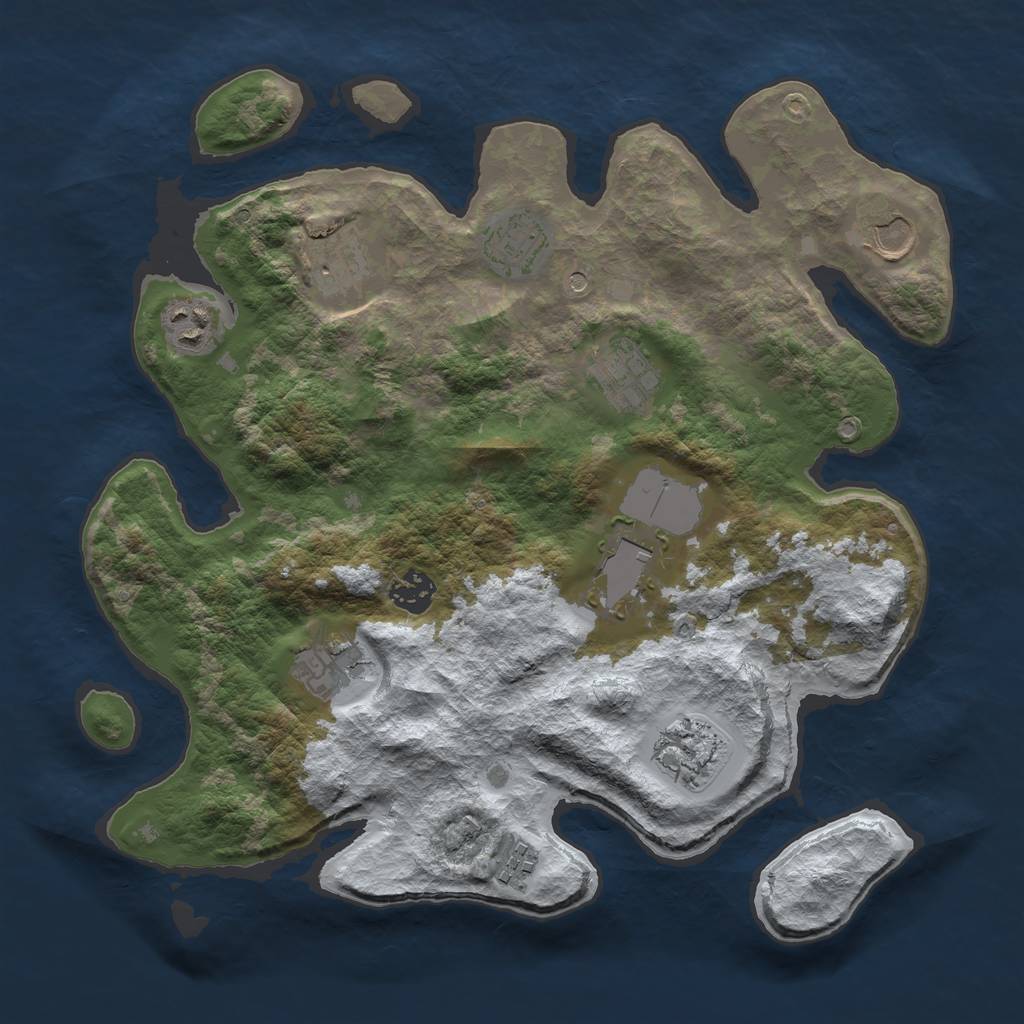 Rust Map: Barren, Size: 3500, Seed: 5055928, 13 Monuments