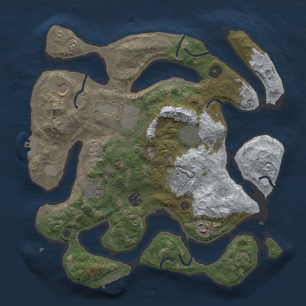 Rust Map: Procedural Map, Size: 3500, Seed: 4311432, 17 Monuments