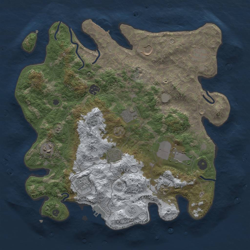 Rust Map: Procedural Map, Size: 3700, Seed: 5140371, 19 Monuments
