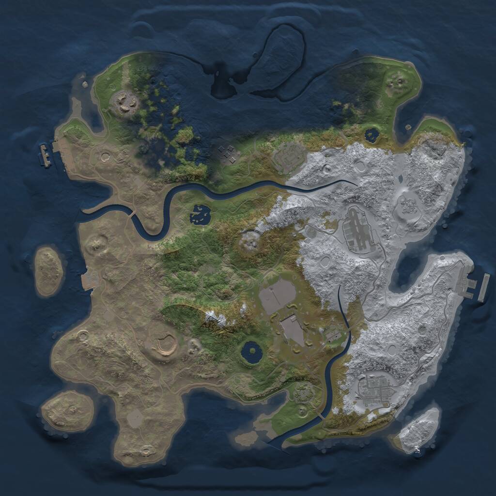 Rust Map: Procedural Map, Size: 3500, Seed: 4451542, 15 Monuments