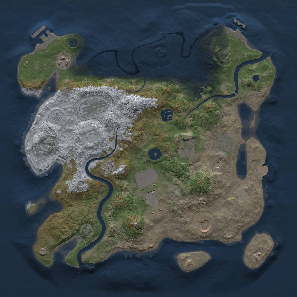 Rust Map: Procedural Map, Size: 3500, Seed: 954889, 14 Monuments
