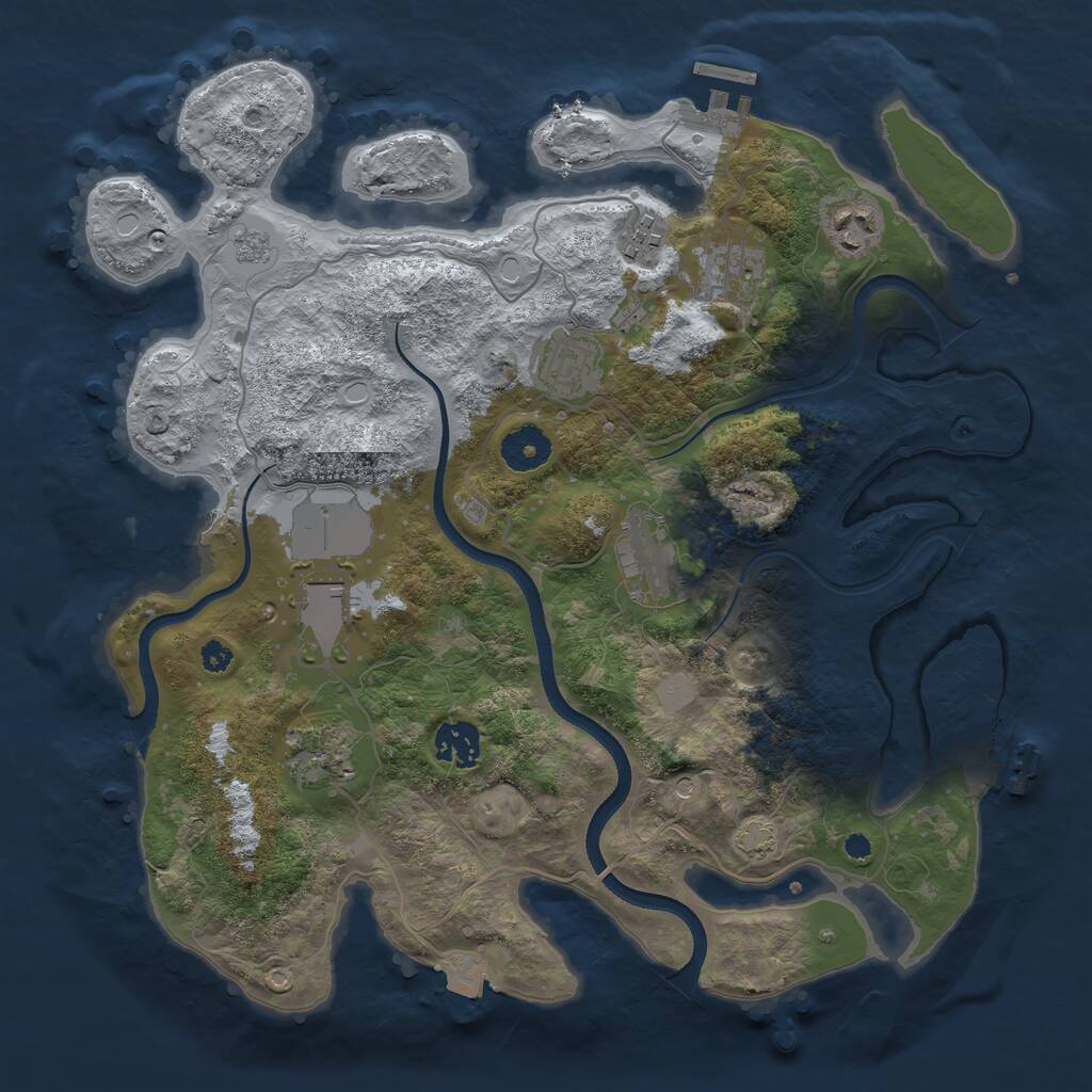 Rust Map: Procedural Map, Size: 3500, Seed: 562744, 14 Monuments