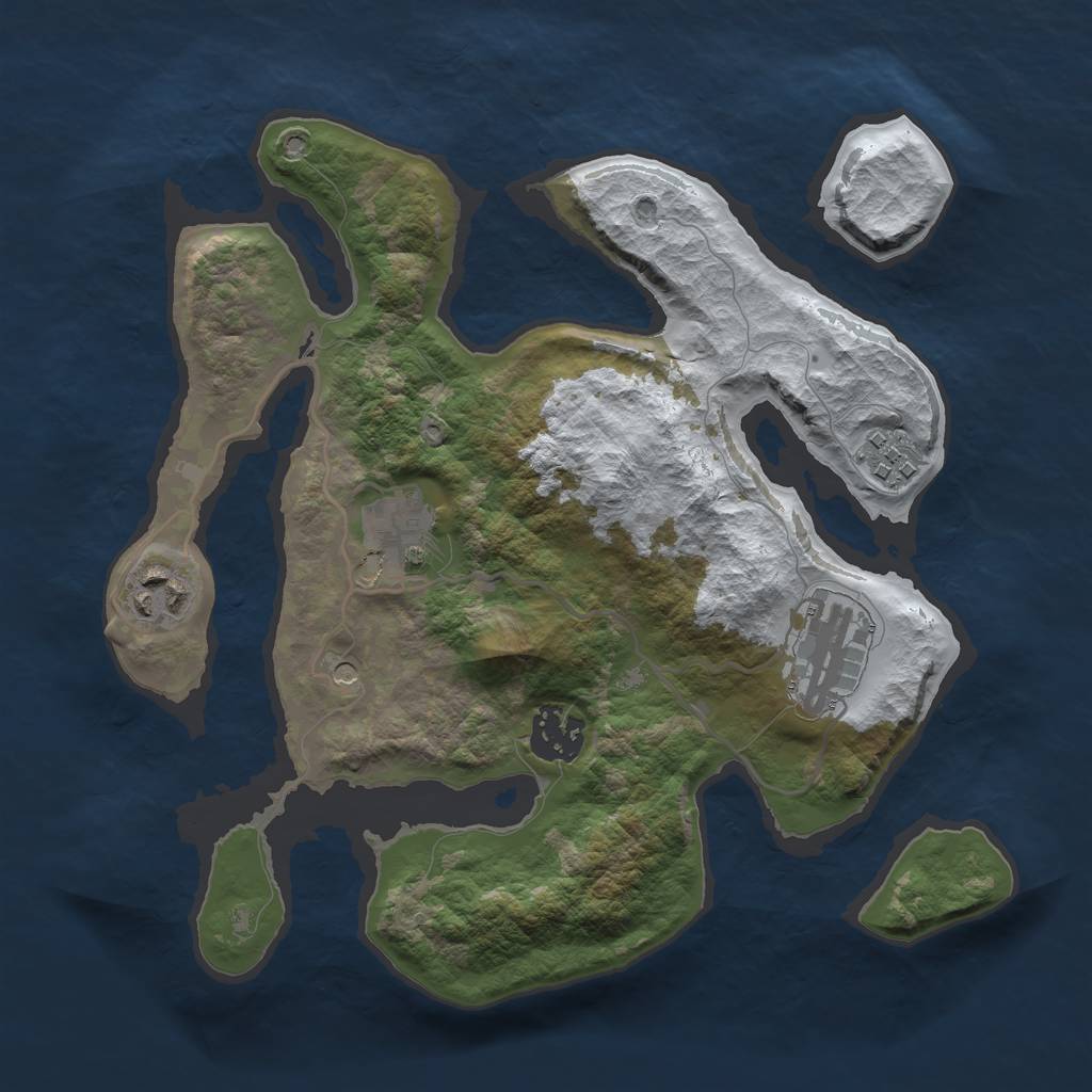Rust Map: Barren, Size: 2900, Seed: 947, 8 Monuments