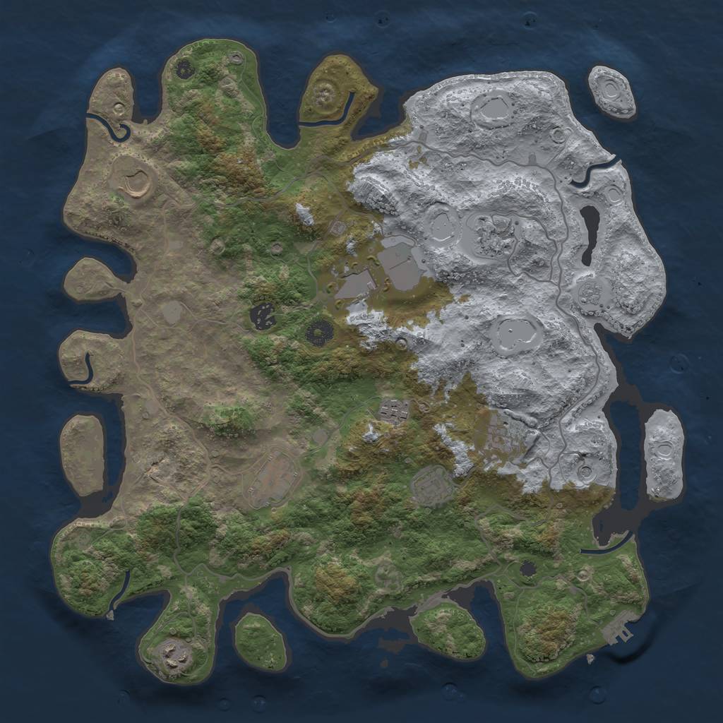Rust Map: Procedural Map, Size: 4000, Seed: 457285610, 17 Monuments