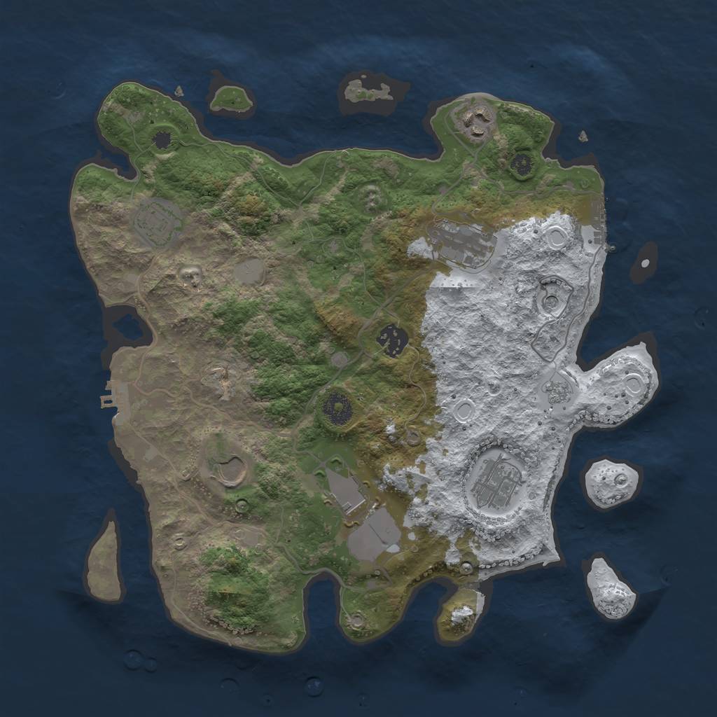 Rust Map: Procedural Map, Size: 3500, Seed: 4402582, 16 Monuments
