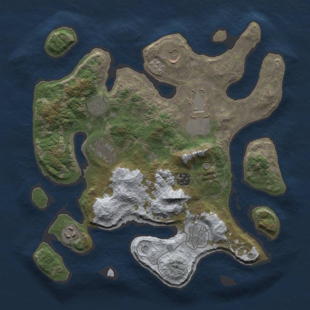 Rust Map: Barren, Size: 3500, Seed: 1262118, 11 Monuments