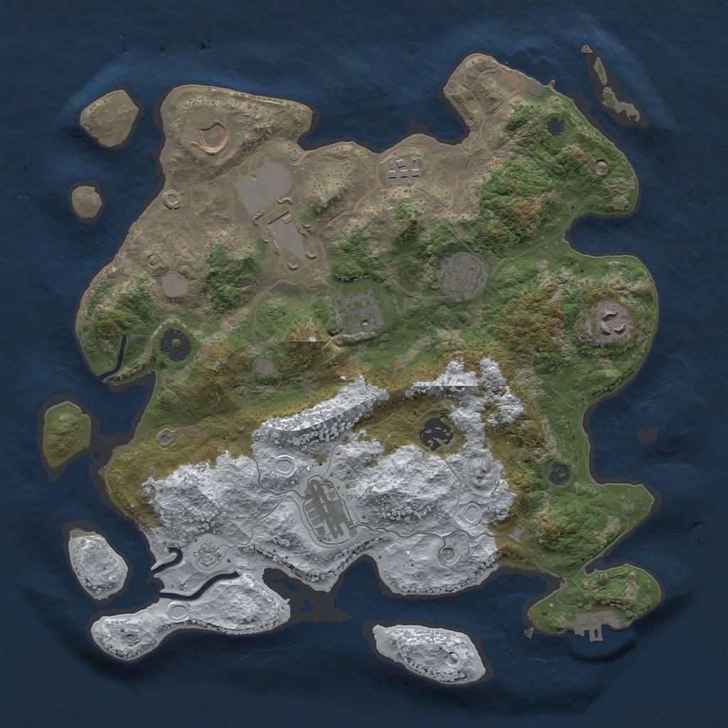 Rust Map: Procedural Map, Size: 3500, Seed: 4323358, 17 Monuments