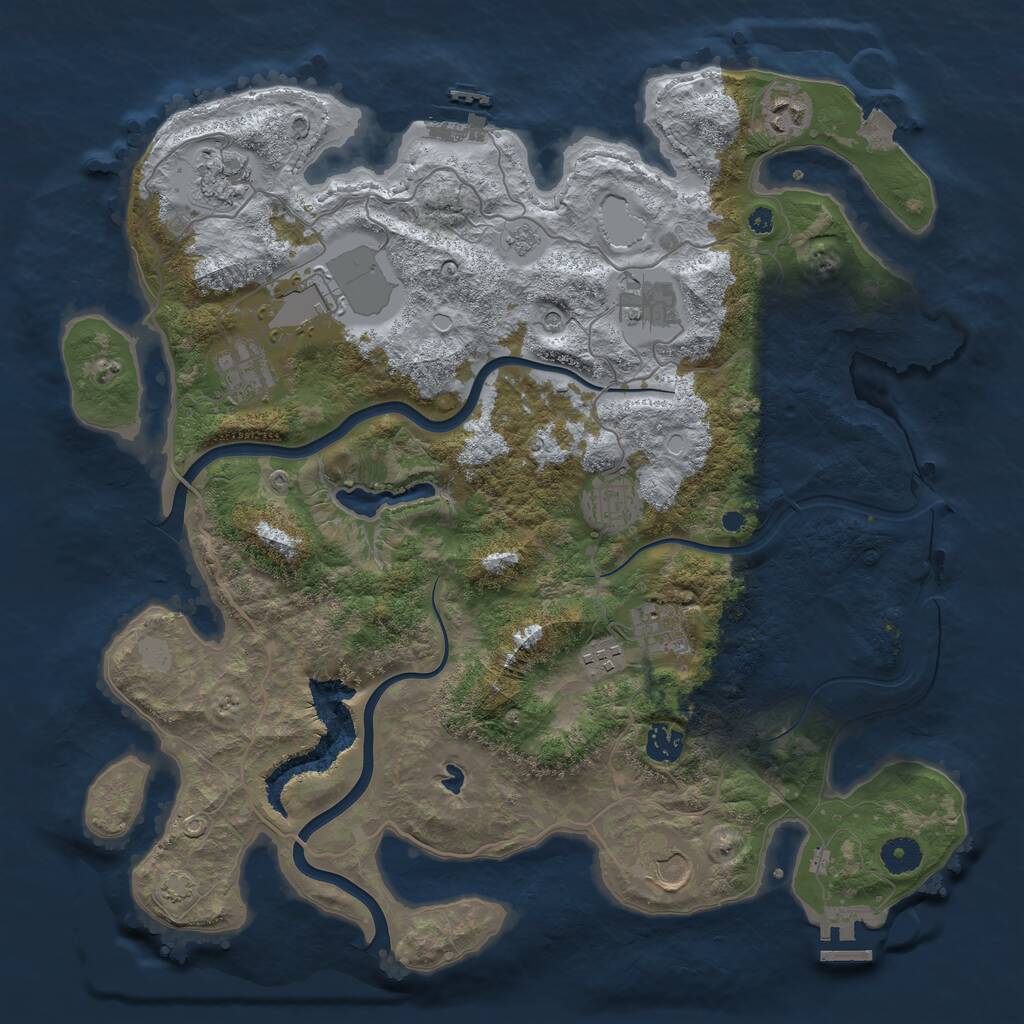 Rust Map: Procedural Map, Size: 4000, Seed: 61933763, 16 Monuments