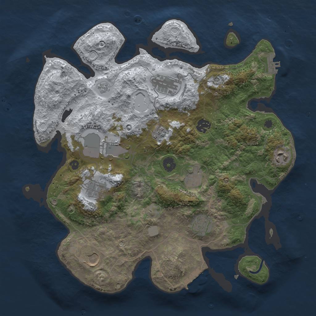 Rust Map: Procedural Map, Size: 3500, Seed: 2649125, 18 Monuments