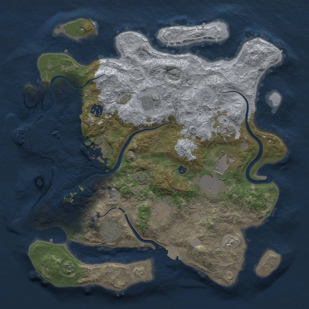 Rust Map: Procedural Map, Size: 3700, Seed: 3942309, 13 Monuments