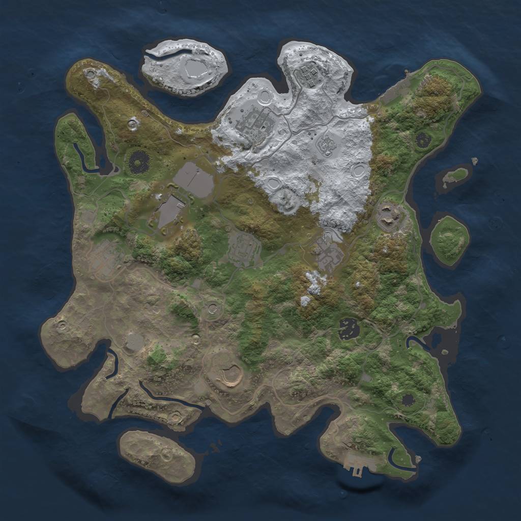 Rust Map: Procedural Map, Size: 3500, Seed: 5696153, 18 Monuments