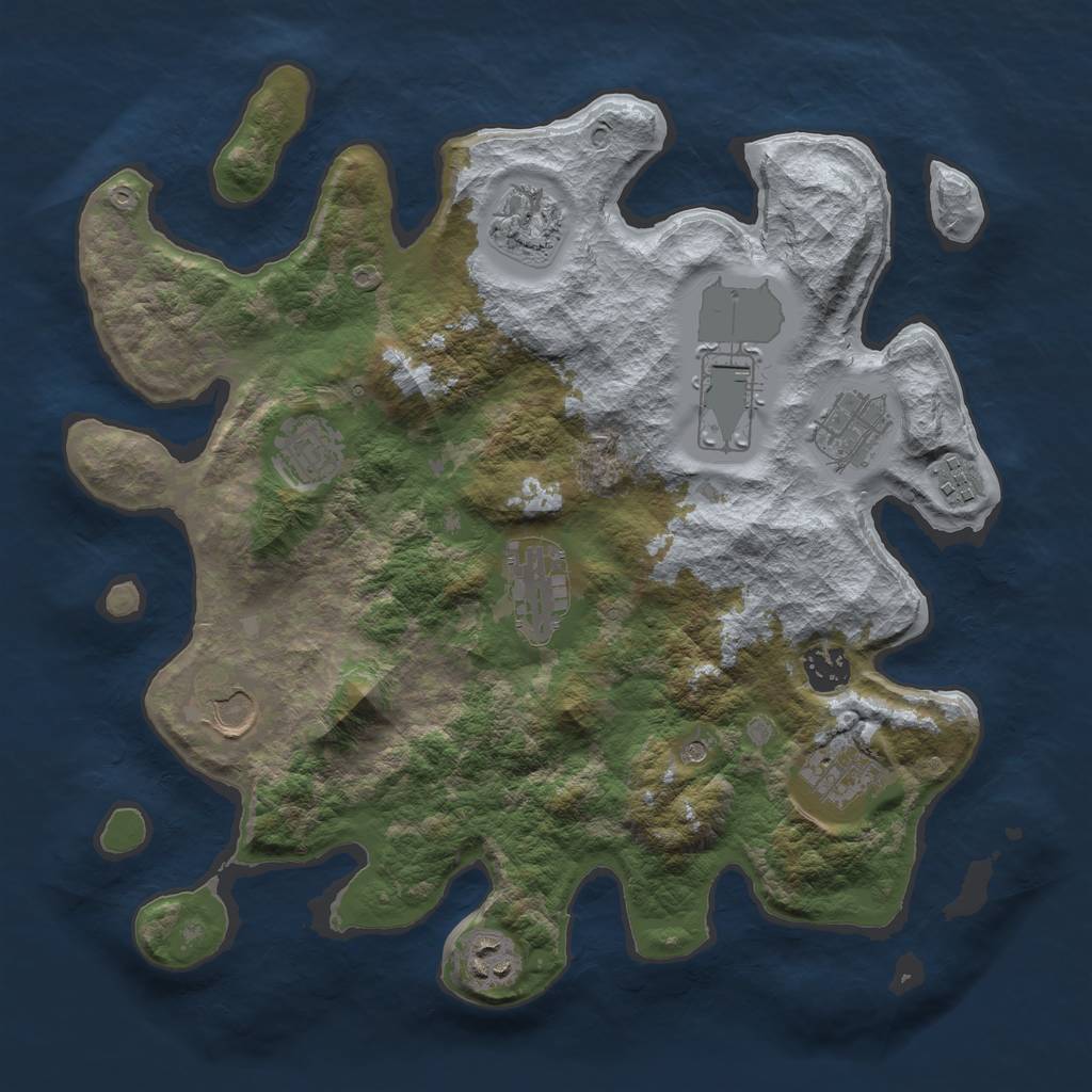 Rust Map: Barren, Size: 3500, Seed: 2968753, 13 Monuments