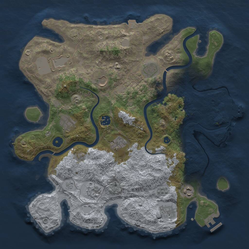 Rust Map: Procedural Map, Size: 3700, Seed: 4373083, 16 Monuments