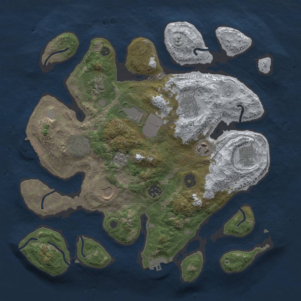Rust Map: Procedural Map, Size: 3500, Seed: 304821, 17 Monuments
