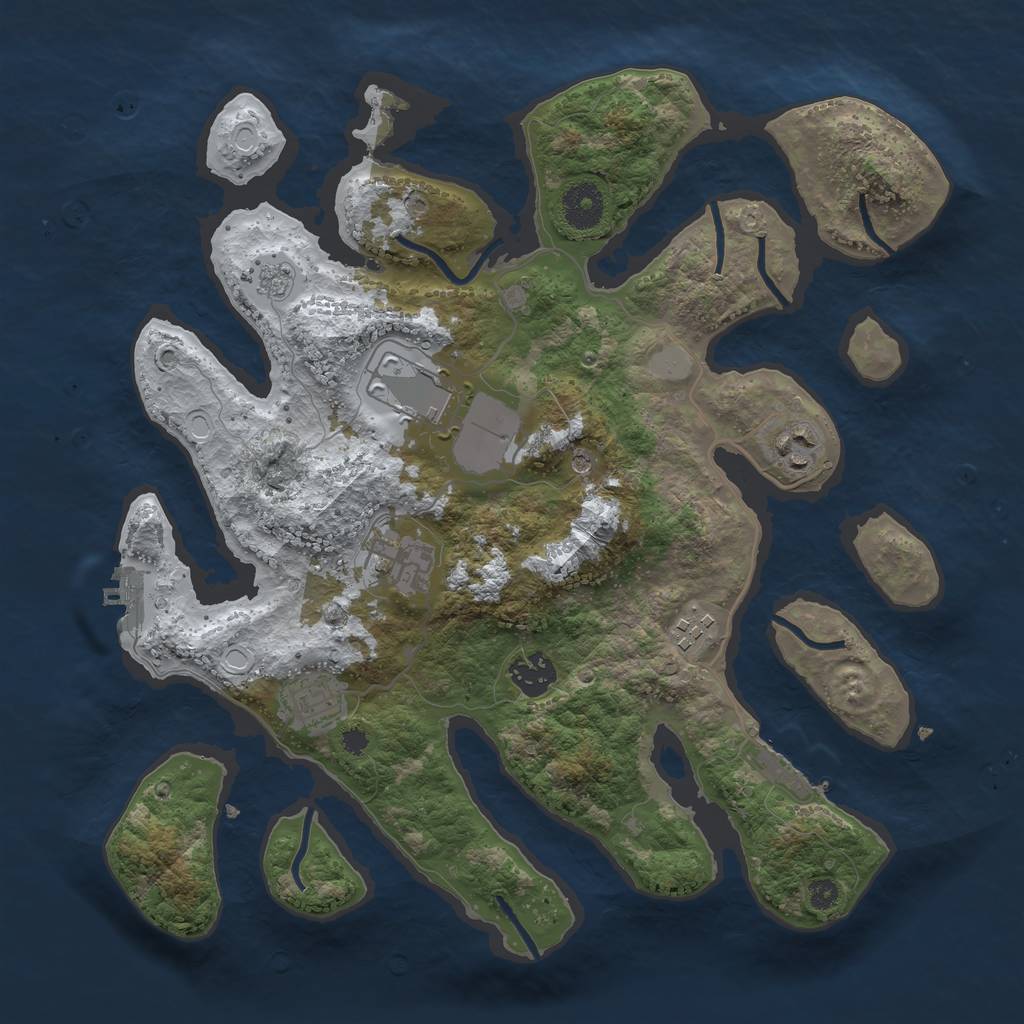 Rust Map: Procedural Map, Size: 3500, Seed: 601693, 15 Monuments