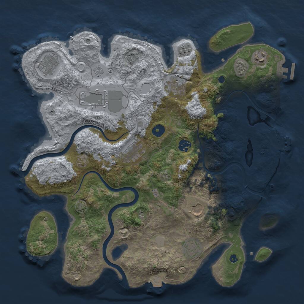 Rust Map: Procedural Map, Size: 3700, Seed: 6161408, 15 Monuments